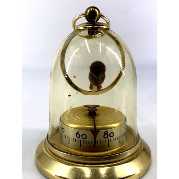 French Weather Station Bird Cage Domed Thermometer Vintage Hanging 3" Tall - Picture 1 of 7